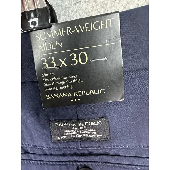 Banana Republic Pants Mens 33x30 Blue Aiden Summer Weight Chino Slim Fit Stretch